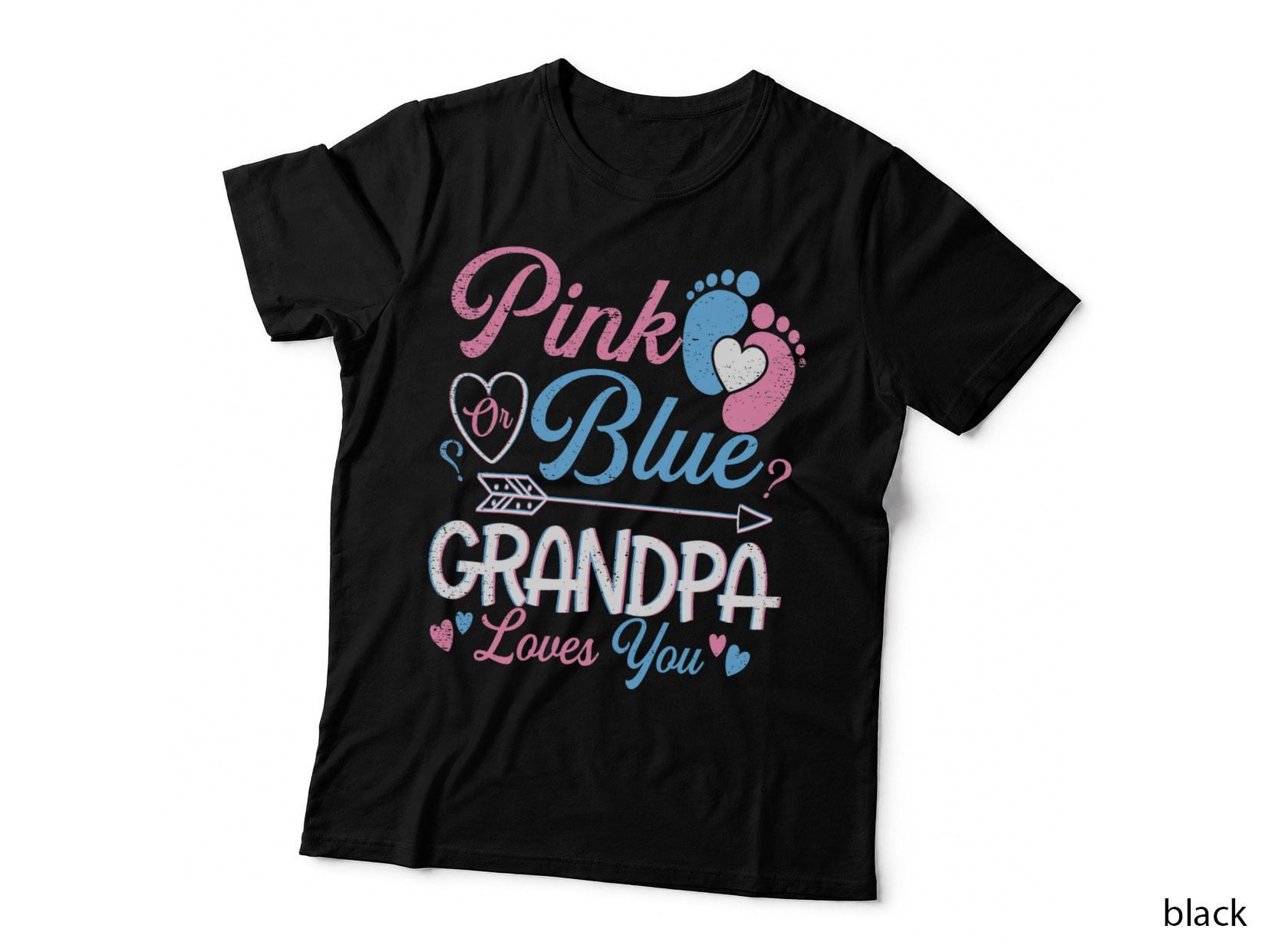 Gender Reveal Pink or Blue Grandpa Loves You Funny T-Shirt