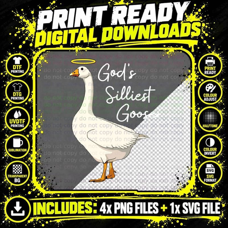 God's Silliest Goose God's Silliest Goose Duck Funny Png SVG Digital Bundle