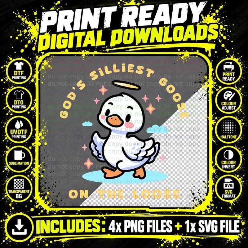 Gods Silliest Goose Costume for Kids Funny Gifts Silly Png SVG Digital Bundle