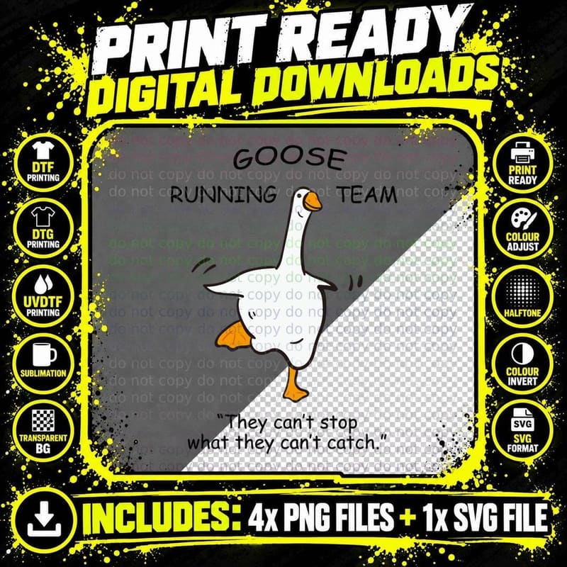Goose Running Team Running Goose Meme Silly Goose Geese Png SVG Digital Bundle
