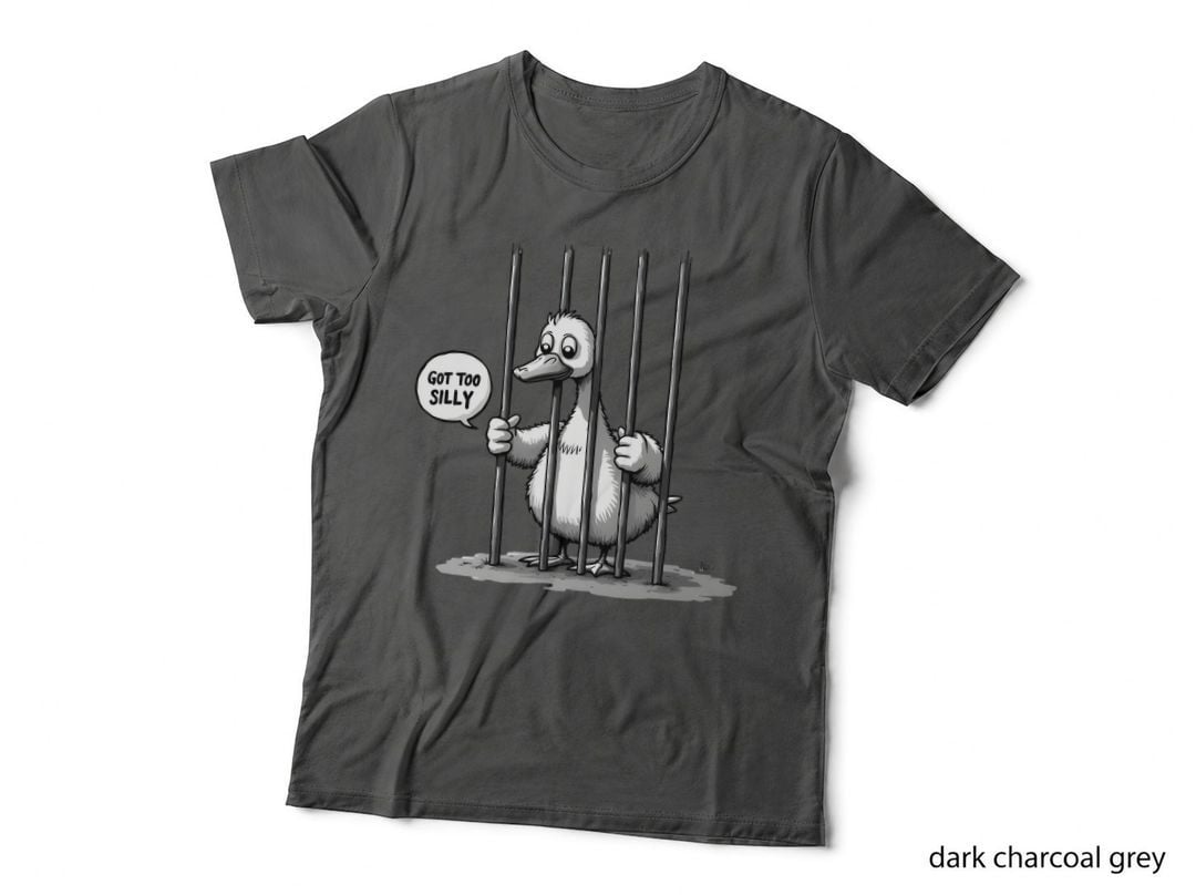 Got Too Silly Goose Behind Bars Funny Humorous Black White Cartoon T-Shirt