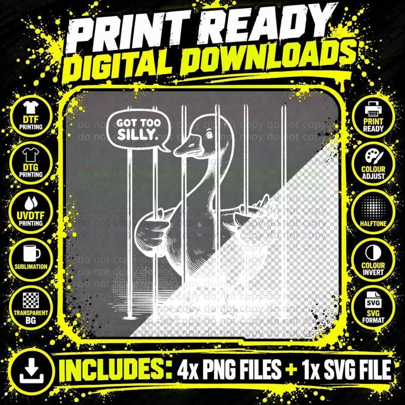 Got Too Silly, Retro Vintage, Funny Aesthetic Png SVG Digital Bundle