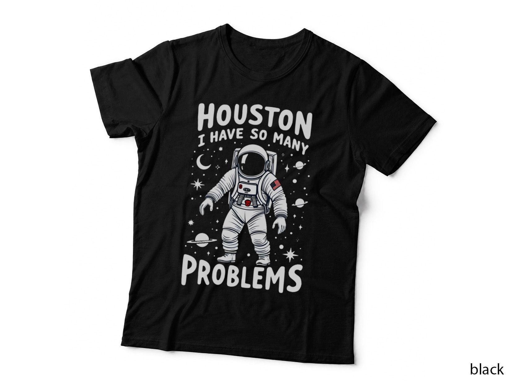 Houston Funny Sarcastic Relatable Problems Space Sci-Fi Bold Retro Line T-Shirt