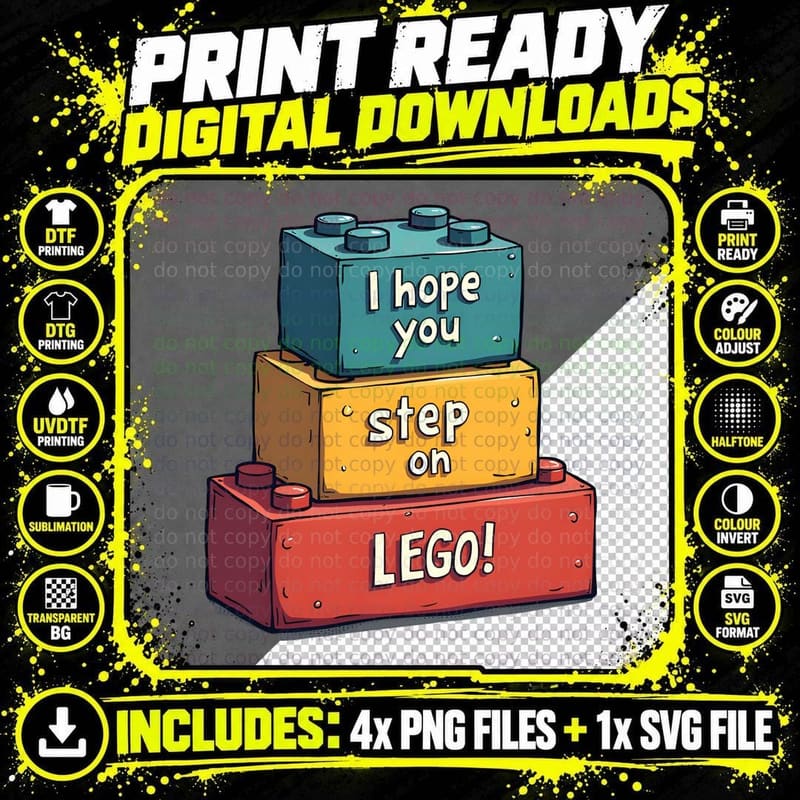 I Hope You Step on Block Builder Funny Sarcastic Png SVG Digital Bundle