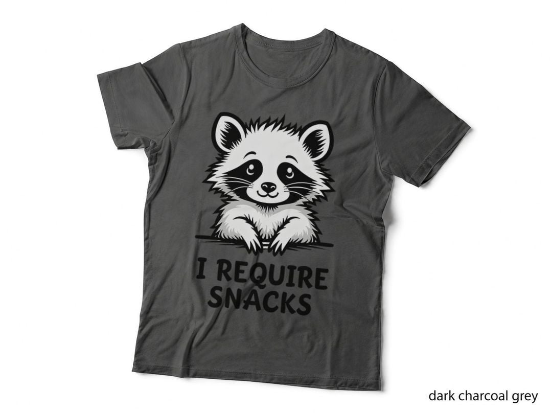 I Require Snacks Funny Sarcastic Quote Raccoon Animal Lover Goblincore T-Shirt