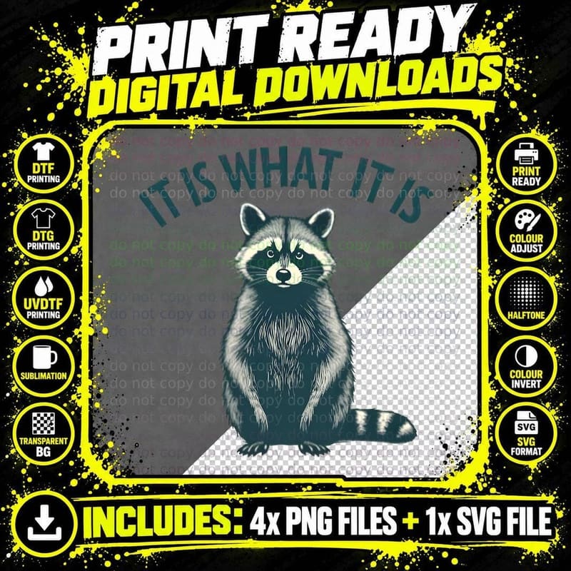 It Is What It Is' Raccoon Art, Funny T-Shirt Png SVG Digital Bundle