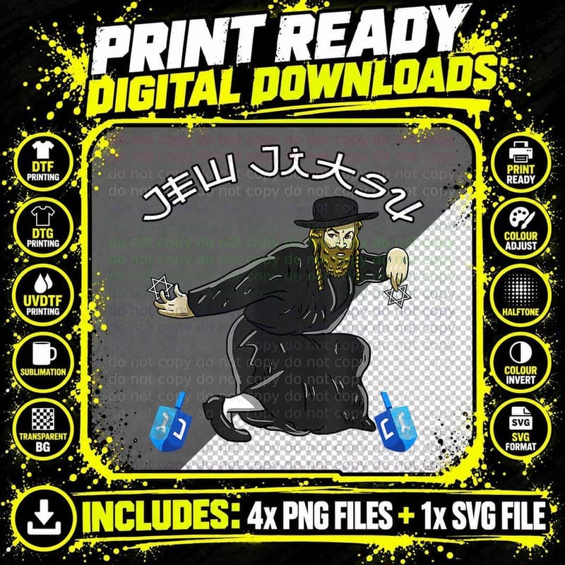 Jew Jitsu Karate Funny Hanukkah Jiu Jitsu Martial Arts Png SVG Digital Bundle