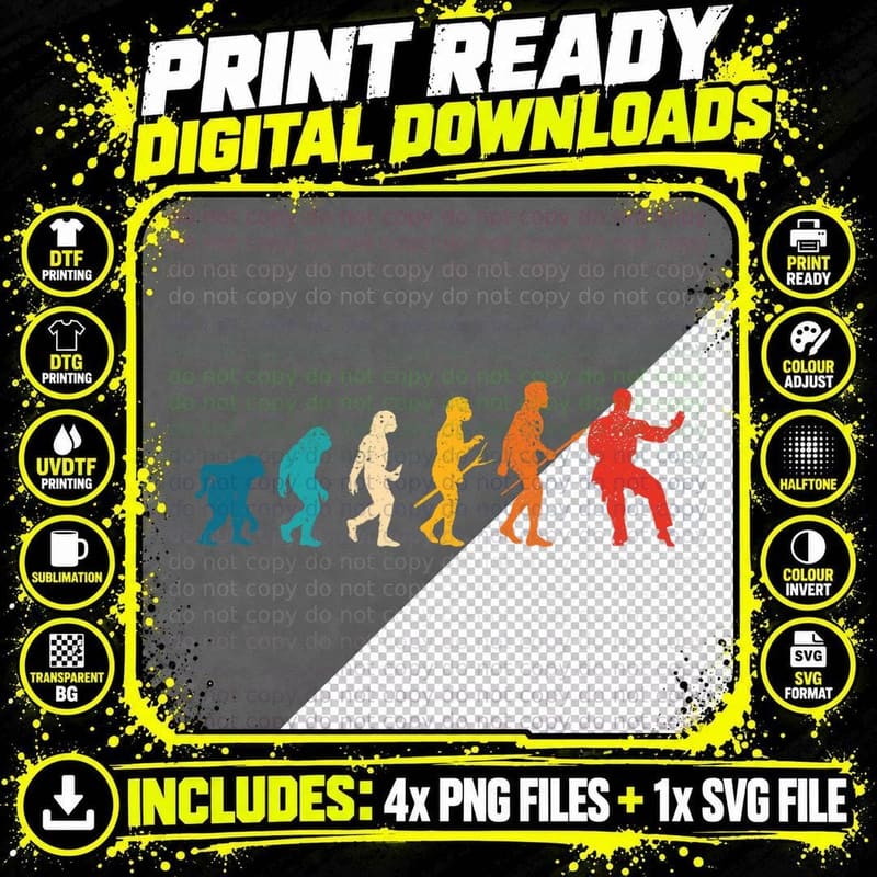 Karate Evolution of Man Funny Martial Artist Lover Png SVG Digital Bundle