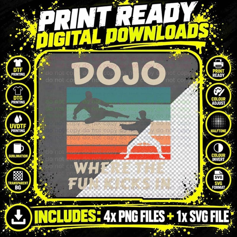 Karate Funny Martial Arts Kung Fu Kickboxing Taekwando Png SVG Digital Bundle