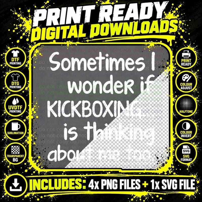 Kickboxing Martial Arts Gift for Men Women Funny Saying Png SVG Digital Bundle
