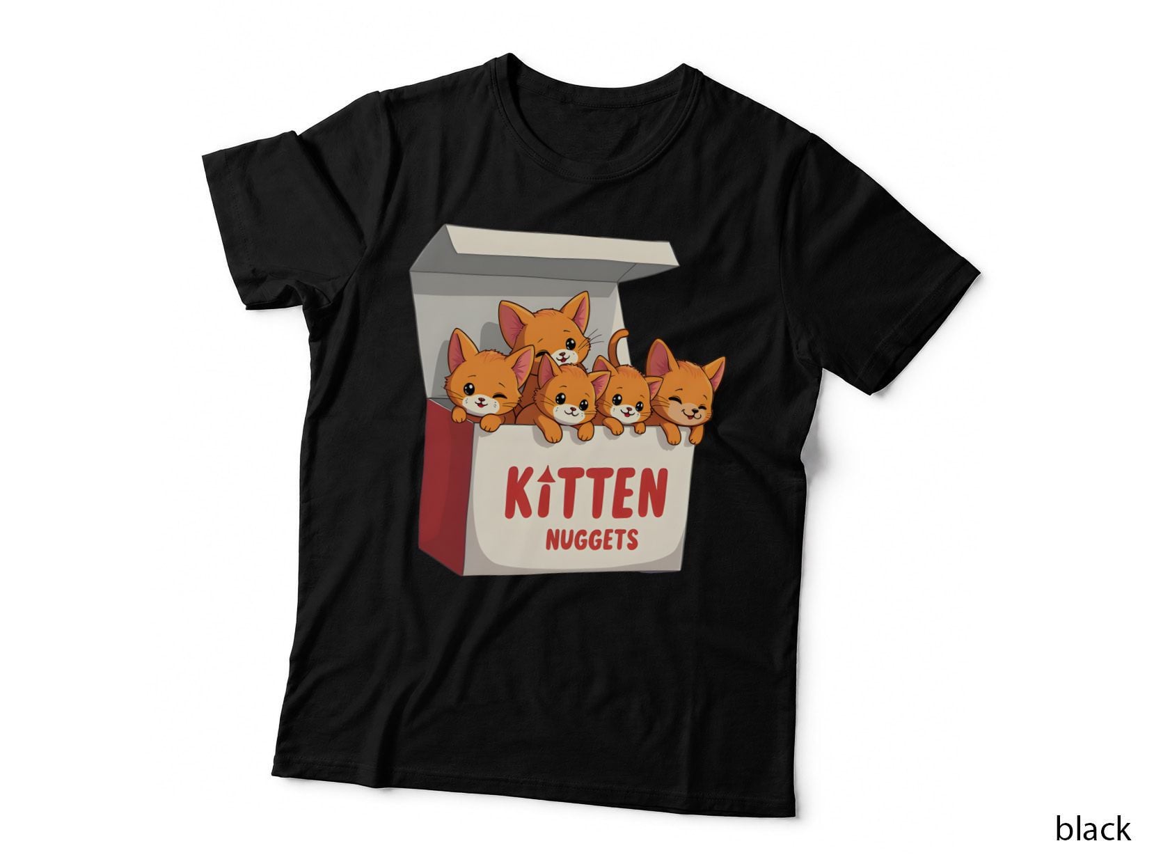 Kitten Nuggets Adorable Orange Kittens in Box Whimsical Cartoon Funny T-Shirt