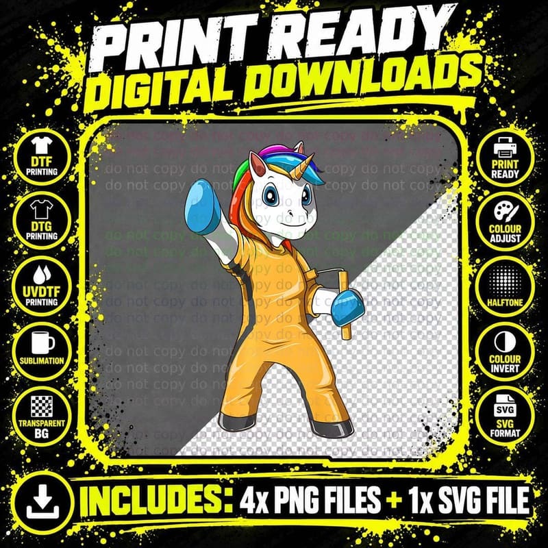 Kung Fu Funny Unicorn Chinese Martial Arts Png SVG Digital Bundle