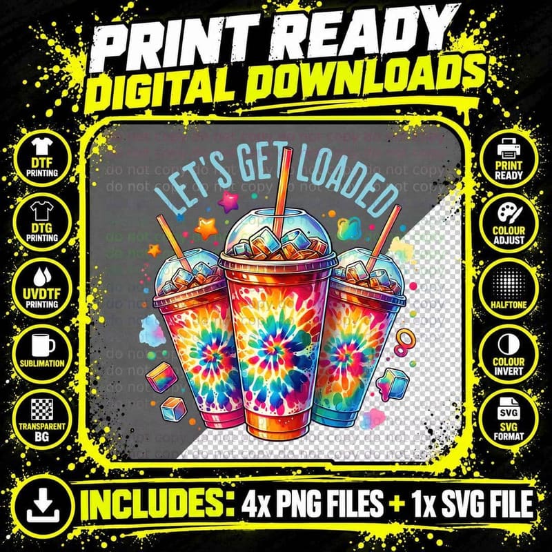 Lets Get Loaded, Funny Drinking Party Vacation Gift Png SVG Digital Bundle