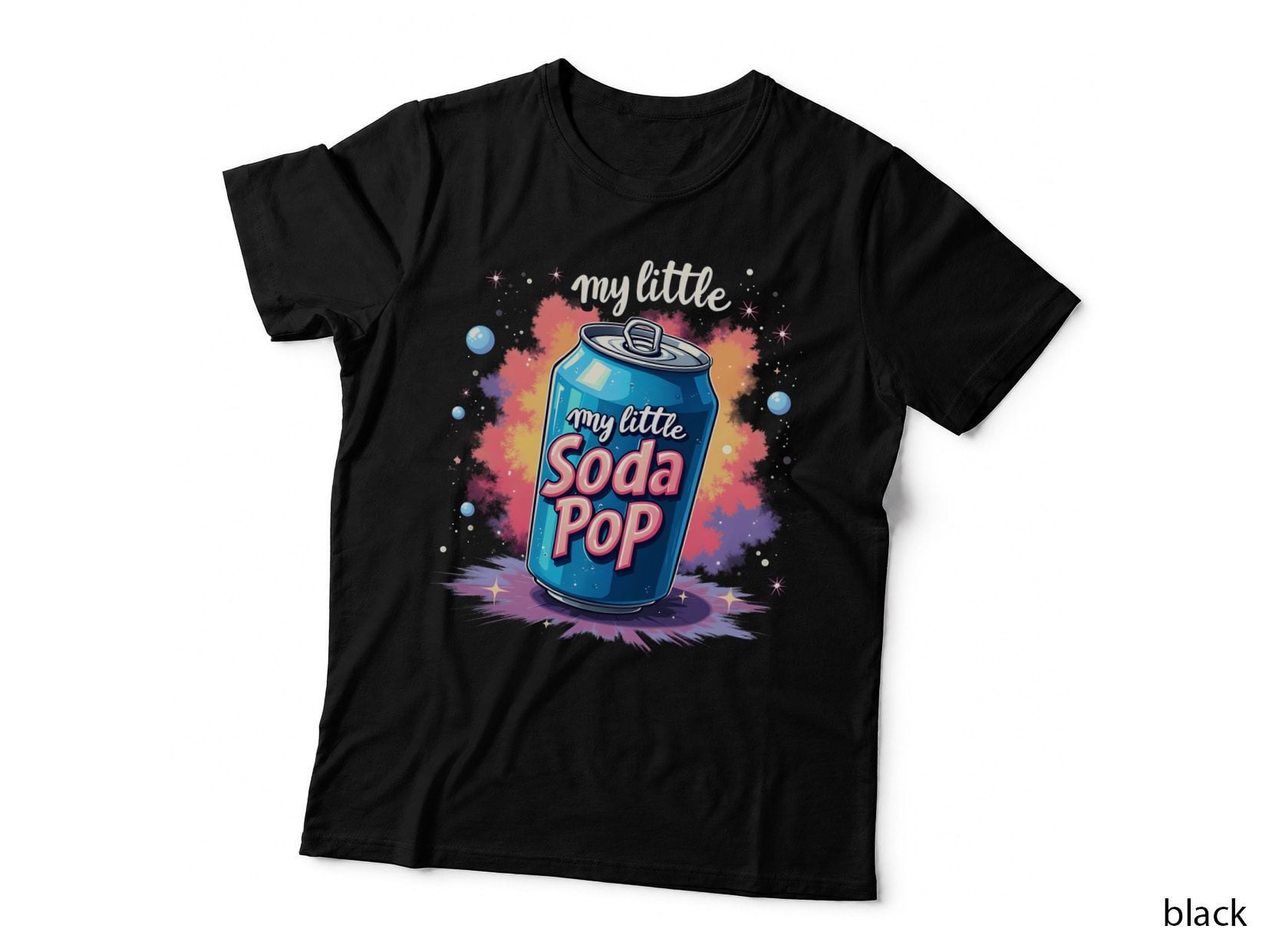 Little Soda Pop Funny Blue Can Colorful Splatter Character T-Shirt