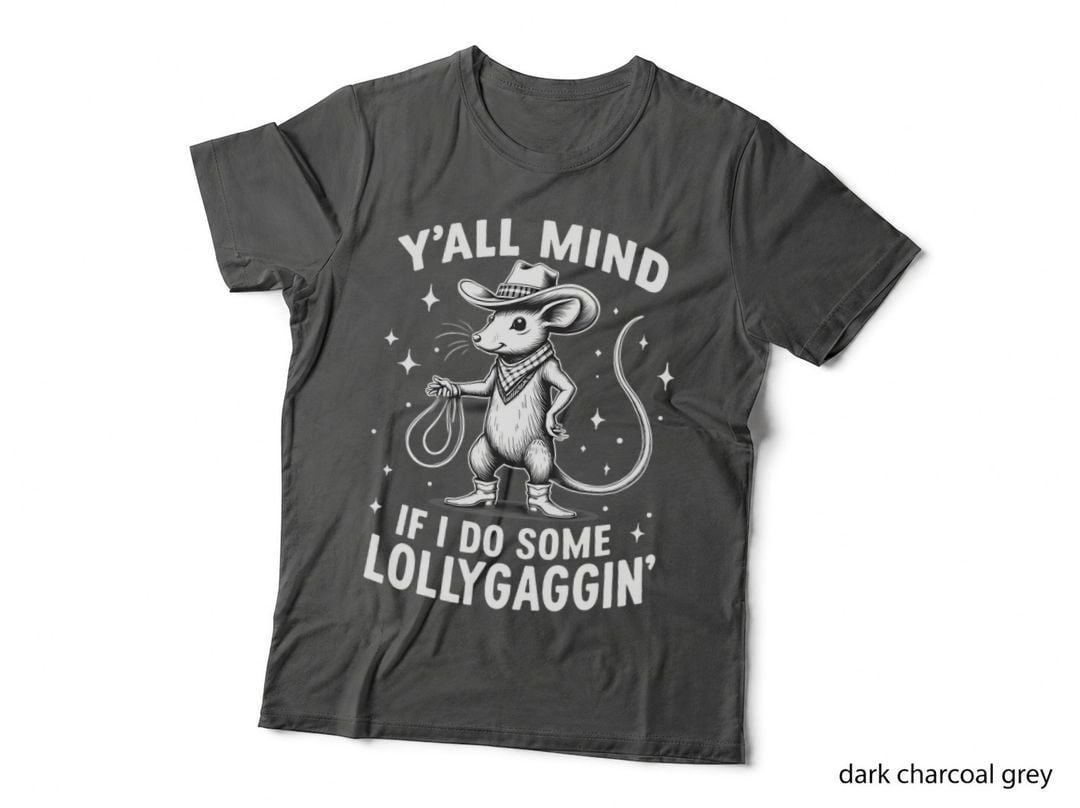 Lollygaggin Western Cowboy Rat Humour Funny Sarcastic Whimsical Line Art T-Shirt