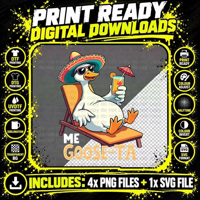 Me Goose Ta Funny Mexican & Spanish Goose Pun Png SVG Digital Bundle