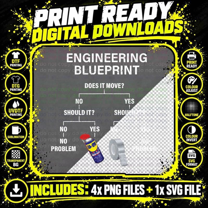 My Engineering Blueprint - Funny Engineer T-Shirt Png SVG Digital Bundle