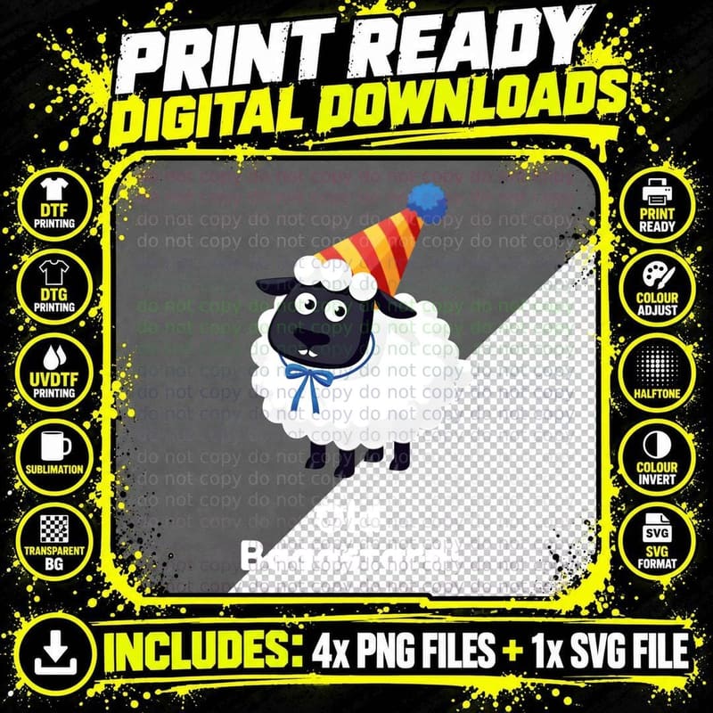 Old Baaastard Sheep Funny Party Animal Birthday T-Shirt Png SVG Digital Bundle