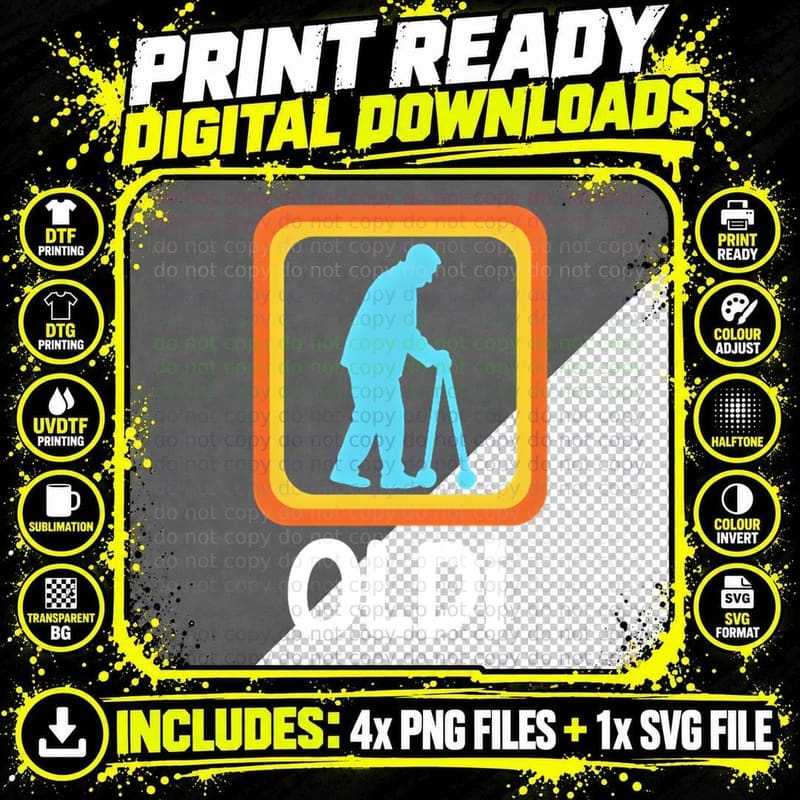 Oldi Funny Geriatric Humour Sarcastic Quote Bold Png SVG Digital Bundle