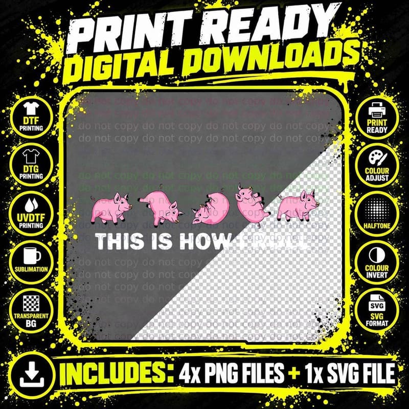 Pig Swine Farm Animal Funny This Is How I Roll Pig Png SVG Digital Bundle