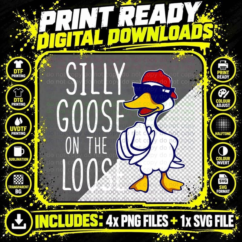 Silly Goose on the Loose Funny Boys Girls Kids Tee Gift Png SVG Digital Bundle