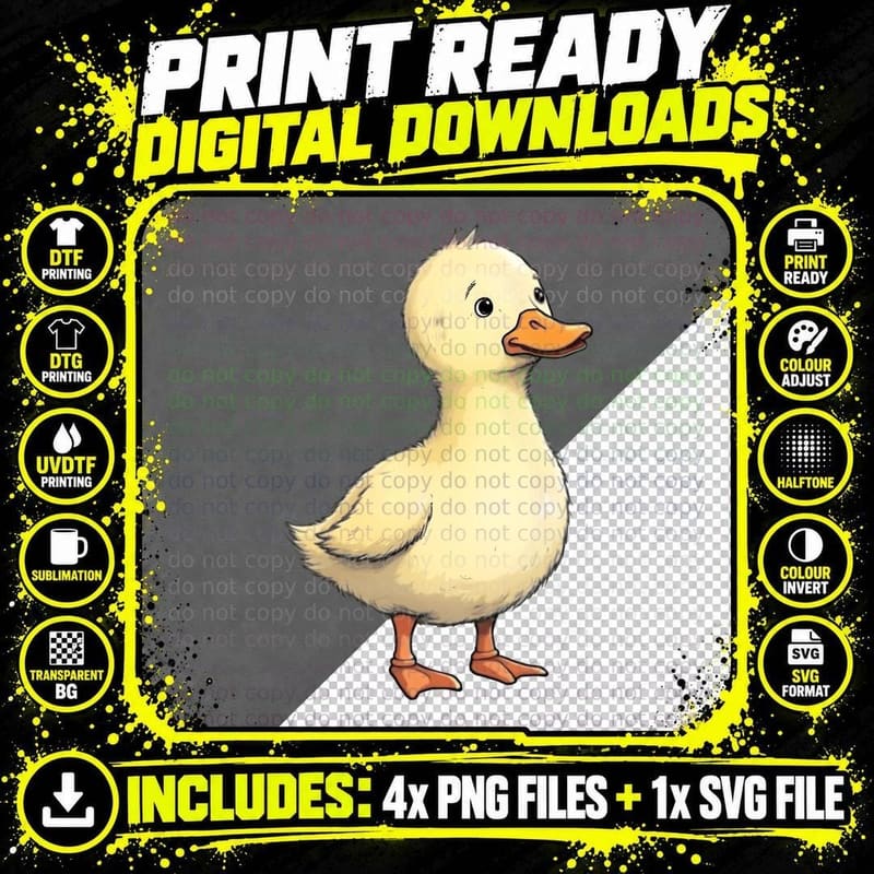 Simple Funny Duck Drawing Farm Cute T-Shirt Png SVG Digital Bundle