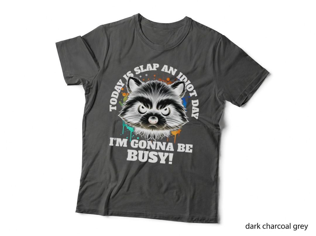 Slap an Idiot Day Raccoon Funny Graphic Humor Animal Gift T-Shirt