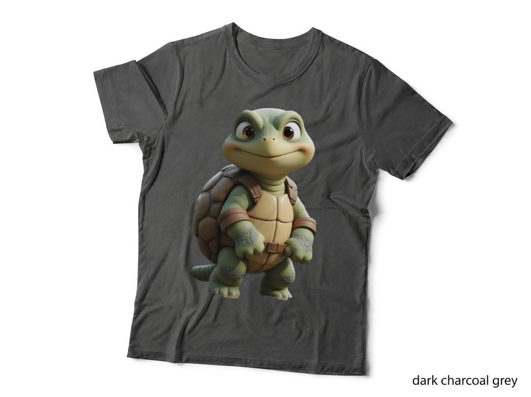 Smiling Cartoon Turtle Brown Shell Leather Harness Funny T-Shirt