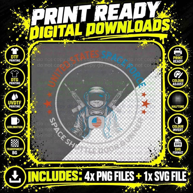 Space Force Funny Space Shuttle Door Gunner Shirt T-Shirt Png SVG Digital Bundle