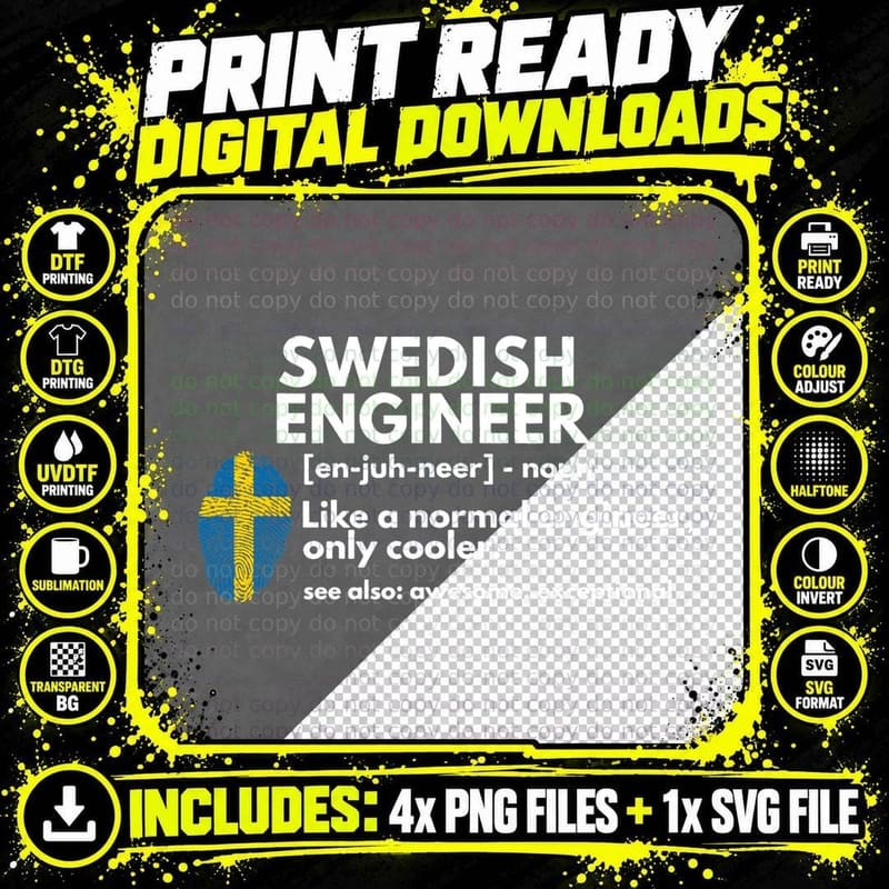 Swedish Engineer Definition Funny Sweden Engineering Png SVG Digital Bundle