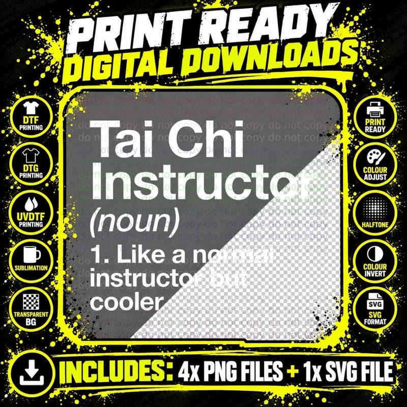 Tai Chi Instructor Definition Funny Martial Art Trainer Png SVG Digital Bundle
