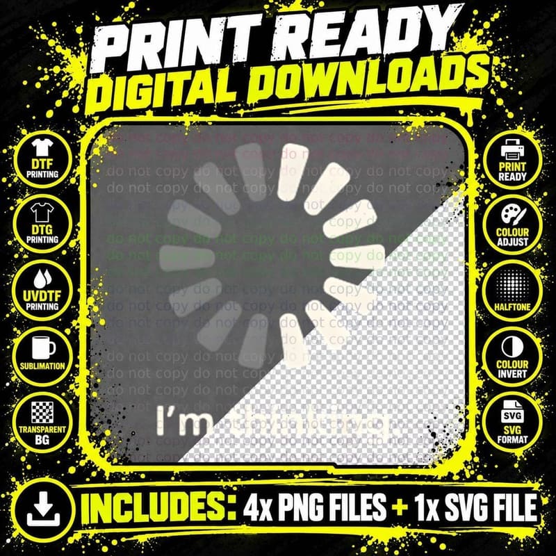 Thinking Funny Sarcastic Relatable Tech Humour Png SVG Digital Bundle
