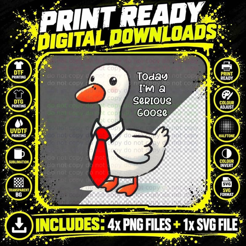 Today I'm a Serious Goose Funny Goose Silly Cute Gift Png SVG Digital Bundle
