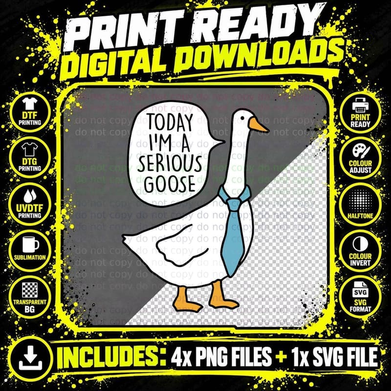 Today I'm a Serious Goose Funny Serious Goose Kids Gift Png SVG Digital Bundle