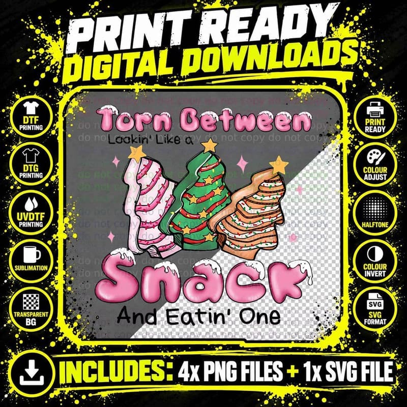 Torn Between Lookin' a Snack and Eatin' One Funny Pink Png SVG Digital Bundle