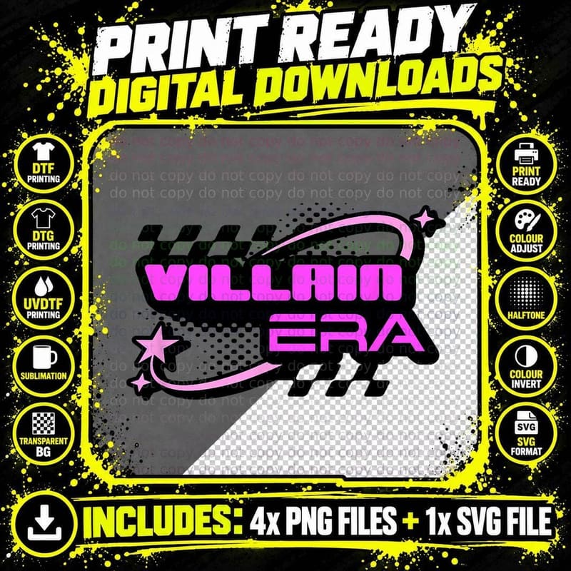 Villain Era Cute Empowering Funny Aesthetic Teen Girls Png SVG Digital Bundle