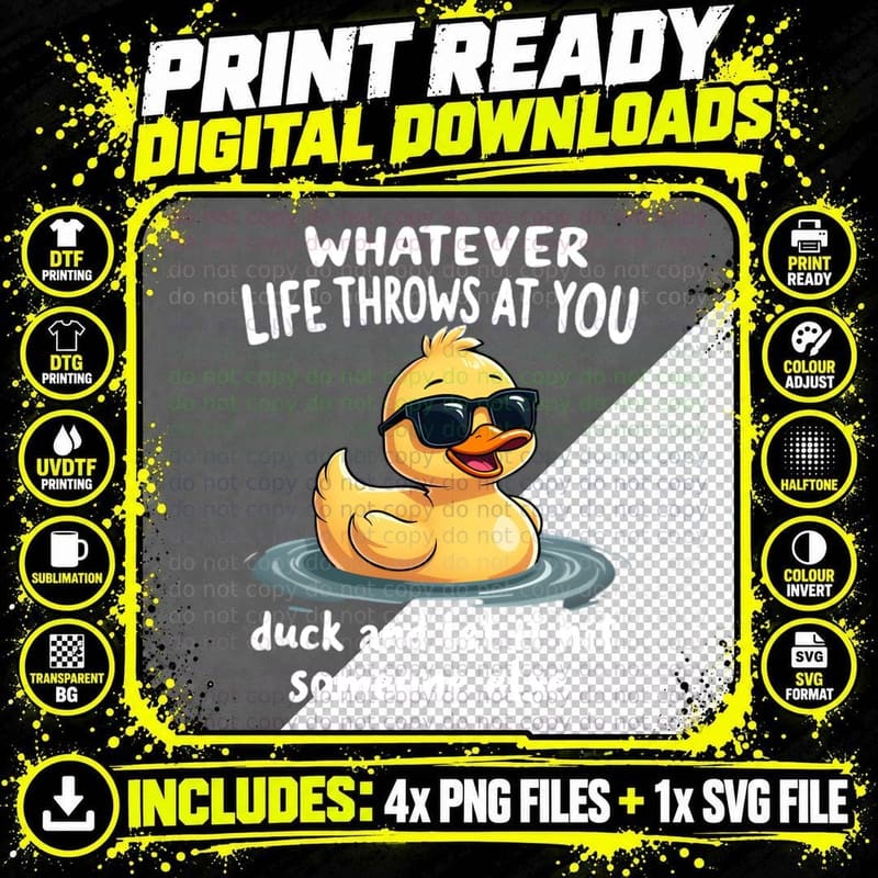 Whatever Duck Funny Slogan Relatable Attitude Sarcastic Png SVG Digital Bundle