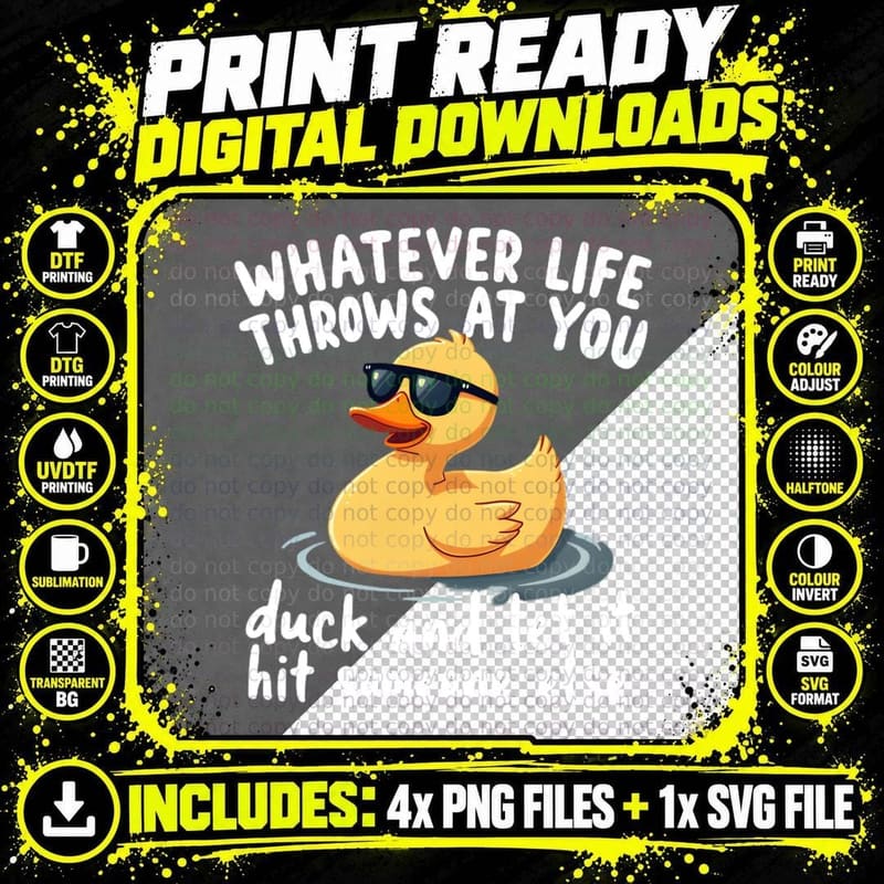 Whatever Duck Sarcastic Funny Humour Slogan Relatable Png SVG Digital Bundle