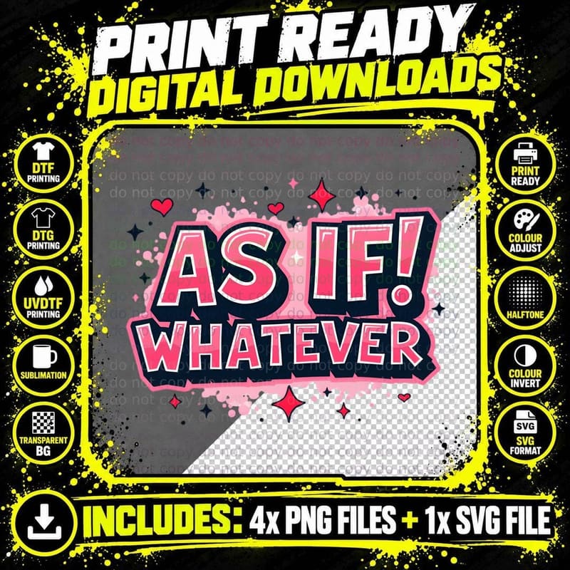 Y2k 90s Nostalgia Funny Slang as If Bubble Graffiti Png SVG Digital Bundle