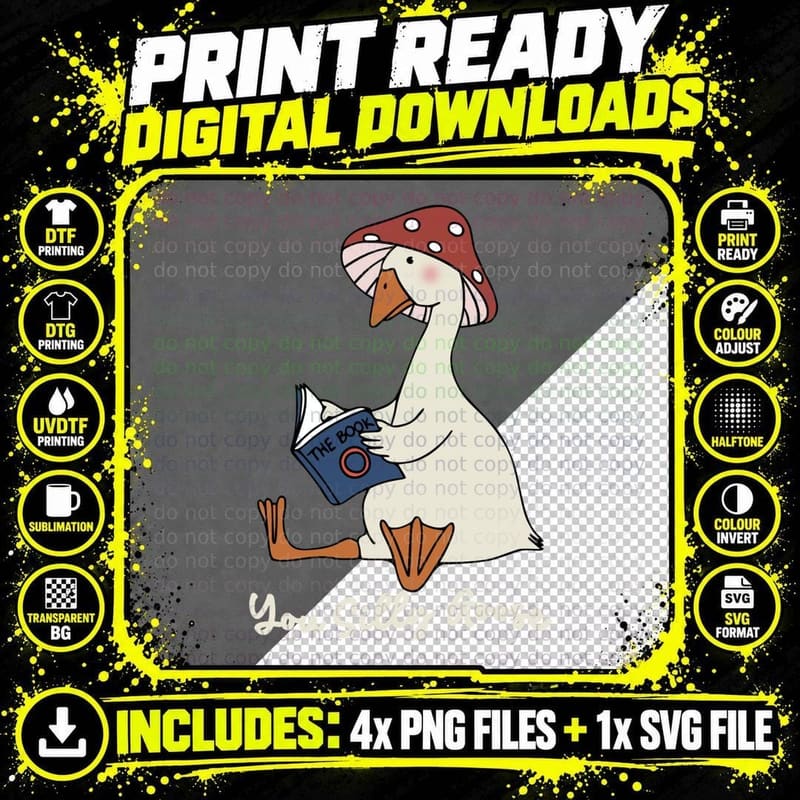 You Silly Goose Honk Funny Duck Goose Reads the Book Png SVG Digital Bundle