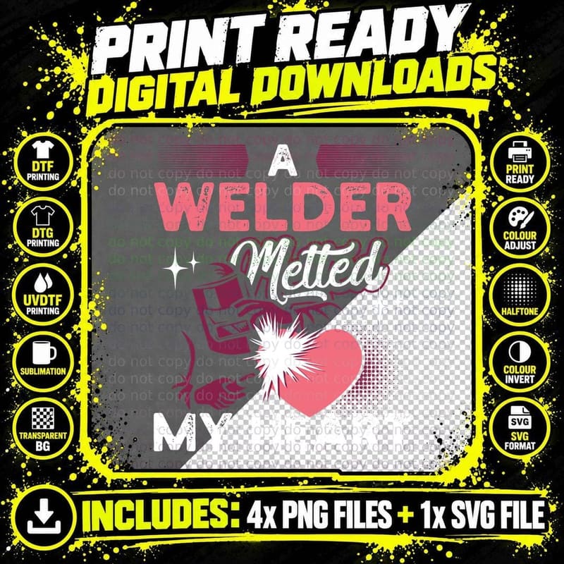 A Welder Melted My Heart Funny Gift for Wife Girlfriend Png SVG Digital Bundle