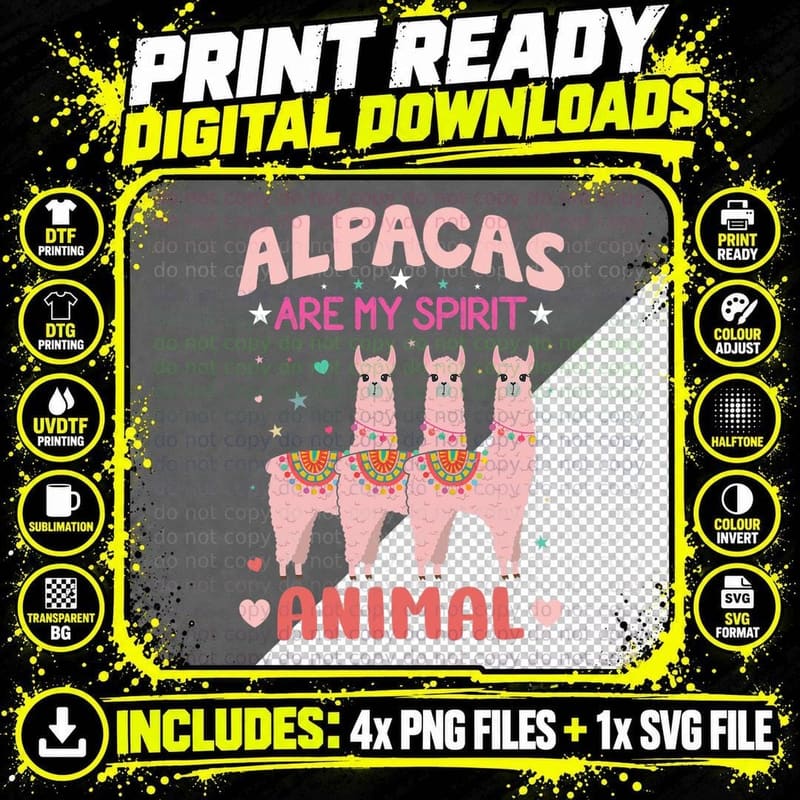Alpaca Are My Spirit Animals Funny Llama Lover Alpaca Png SVG Digital Bundle