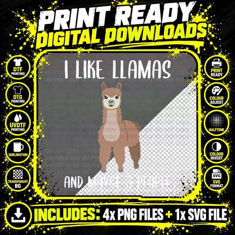 Alpaca Lama Funny Saying Lama Accessories Lama Fun Png SVG Digital Bundle