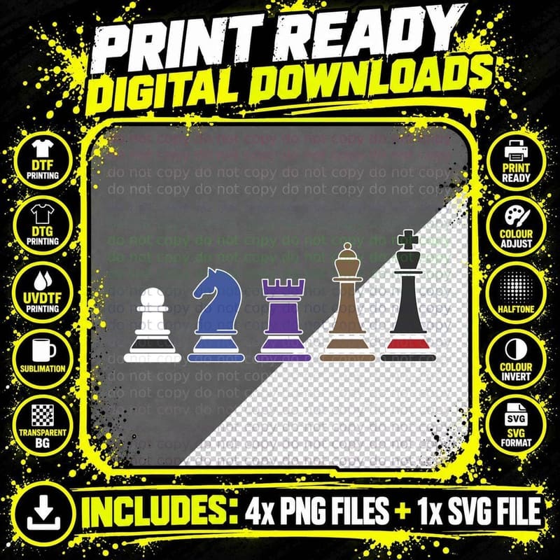 BJJ Brazilian Jiu Jitsu Funny Chess Pieces Gift Design Png SVG Digital Bundle