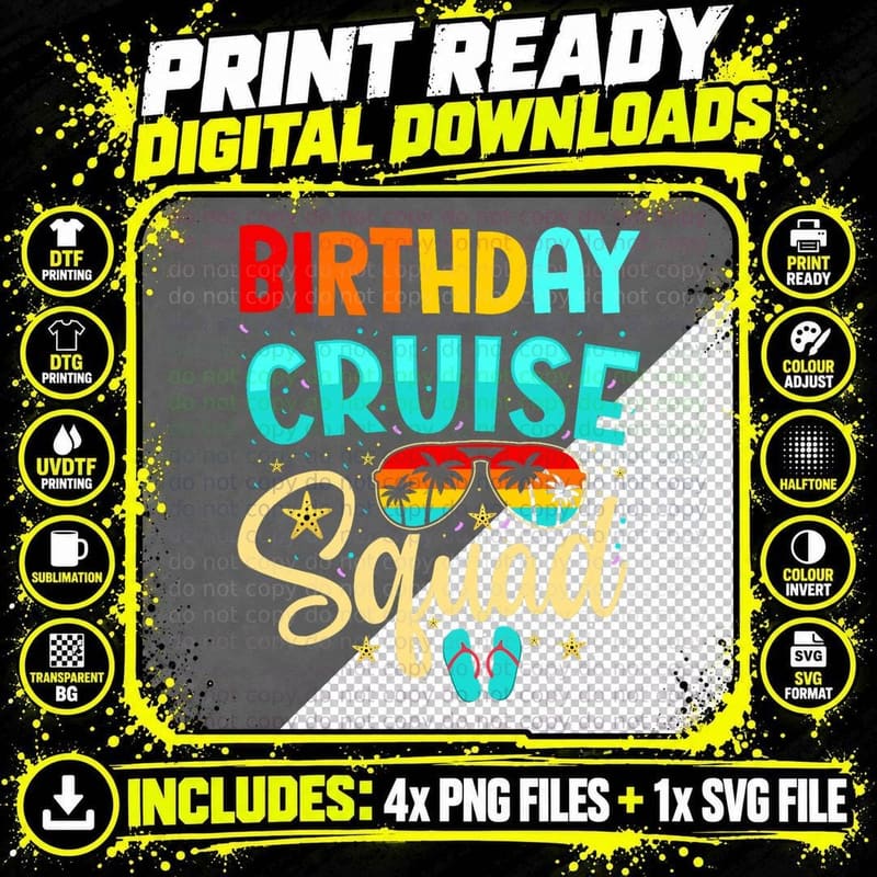 Birthday Cruise Squad Cruising Vacation Funny Crew Png SVG Digital Bundle