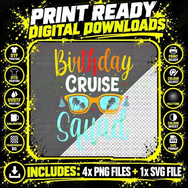 Birthday Cruise Squad Cruising Vacation Funny Crew Png SVG Digital Bundle