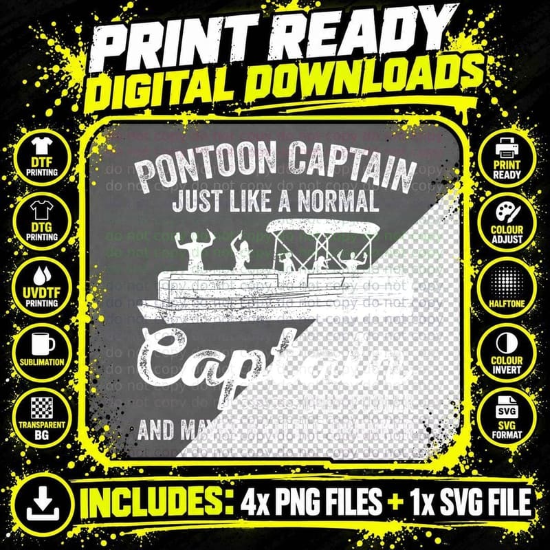 Boating Funny Pontoon Boat Cool Pontoon Captain T-Shirt Png SVG Digital Bundle