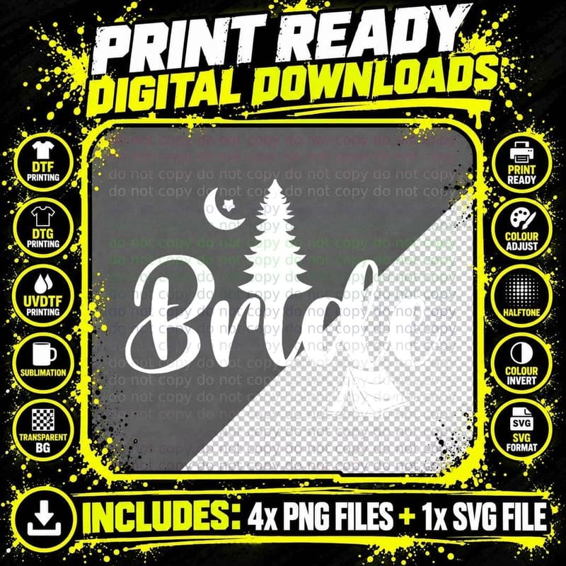 Bride Funny Bachelorette Party Campings Bridal Wedding Png SVG Digital Bundle
