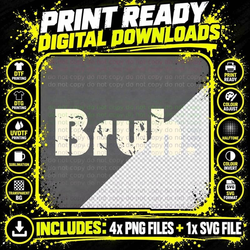 Bruh Meme, Funny Saying Brother Greeting Teens Boys Men Png SVG Digital Bundle