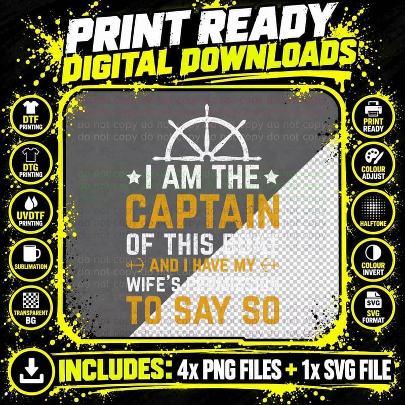 Captain of This Boat Funny Boating T-Shirt Png SVG Digital Bundle